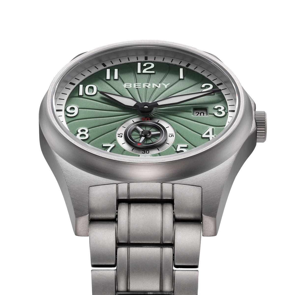 BERNY AMT358 Titanium Beauty — All-Titanium Automatic Watch, 95g, Seagull ST1731 Movement, Sapphire Crystal, 100m Water Resistance, Complete Calendar