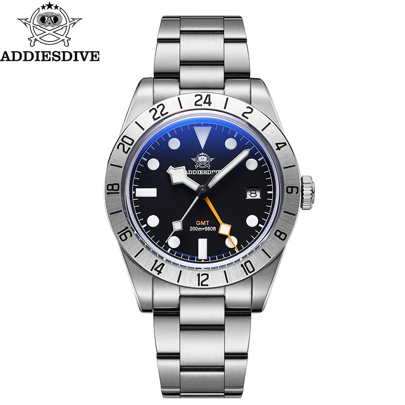 Not Your Average GMT — ADDIESDIVE AD2035 Bubble Mirror Watch, Swiss Ronda Movement, 200M