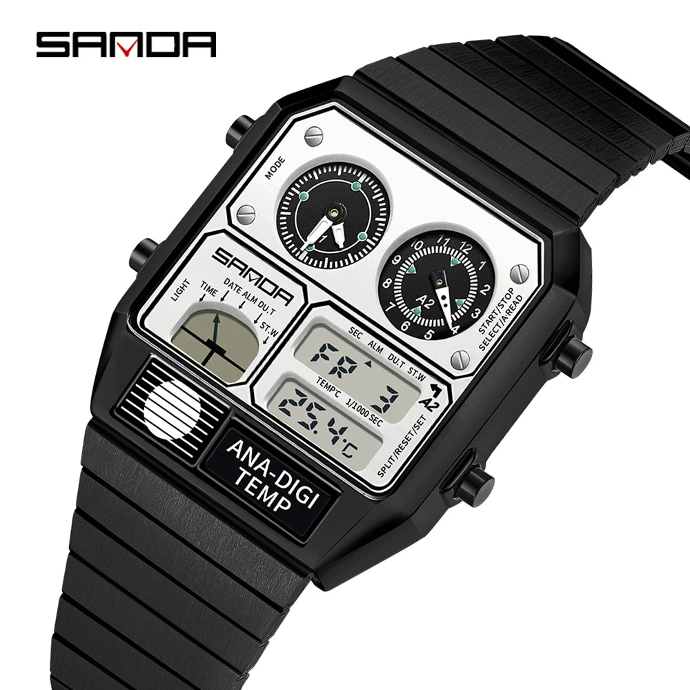 Command Console on Your Wrist — SANDA 3192 Retro Digital-Analog Sport Watch [Colour Options]