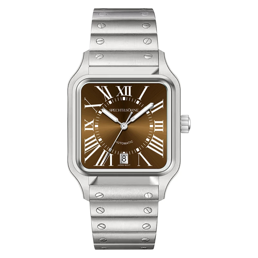 Elegance Redefined — SPECHT&SOHNE SP0011 Rectangular Automatic Fashion Watch, Sapphire Crystal, Stainless Steel [Colour Options]