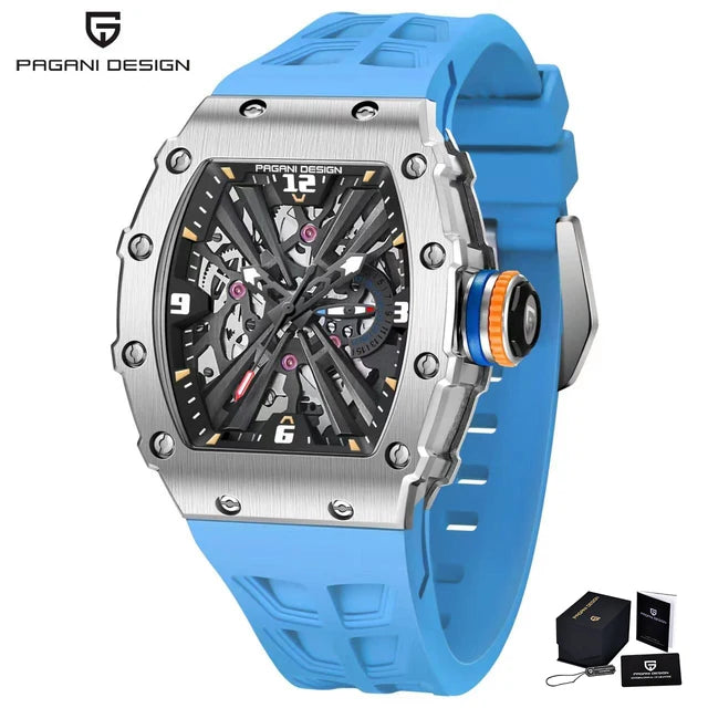 Not Your Average Dress Watch — PAGANI DESIGN PD-1738 Tonneau Skeleton Motorsport Watch, Sapphire Crystal, Stainless Steel