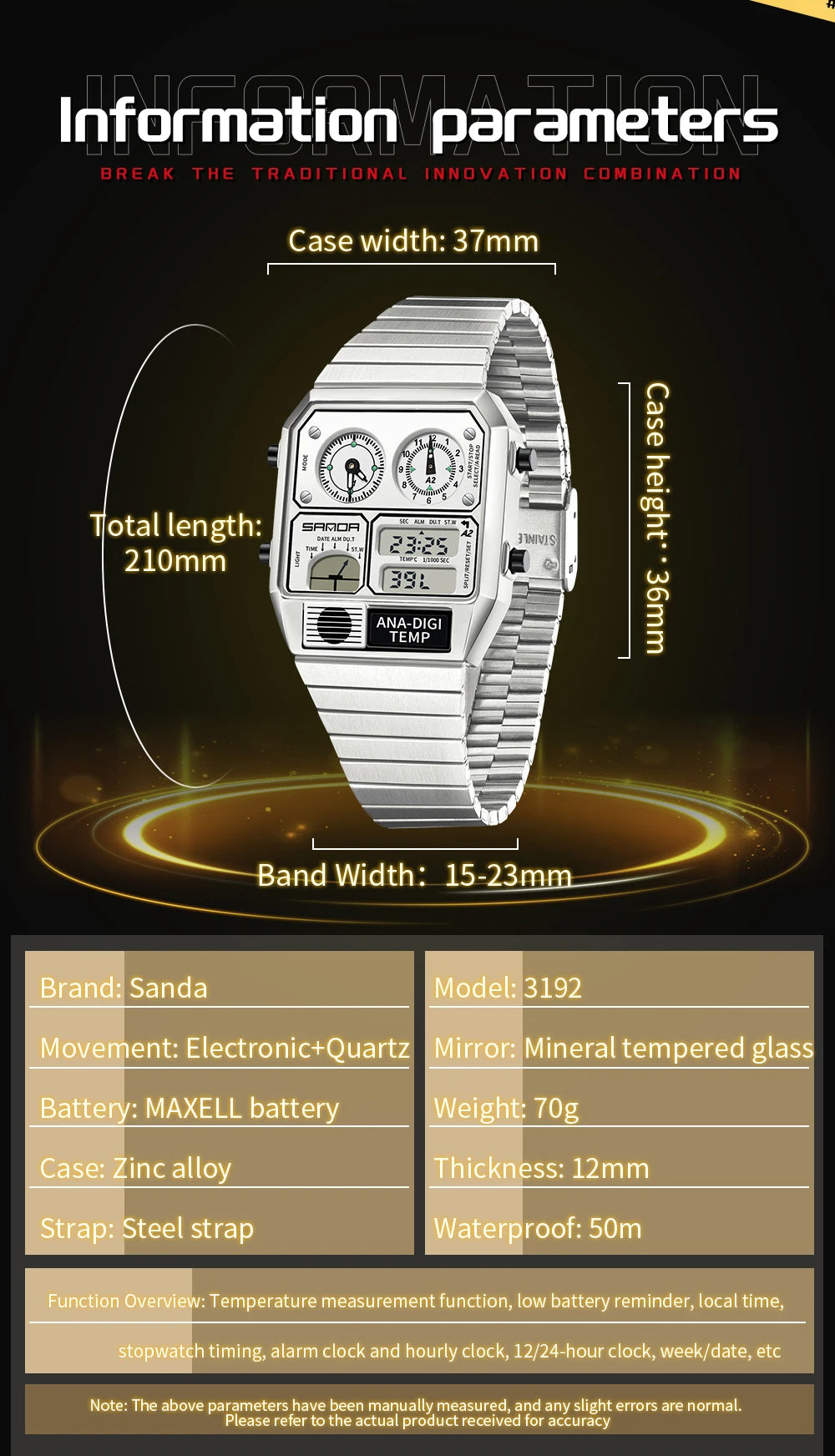 Command Console on Your Wrist — SANDA 3192 Retro Digital-Analog Sport Watch [Colour Options]