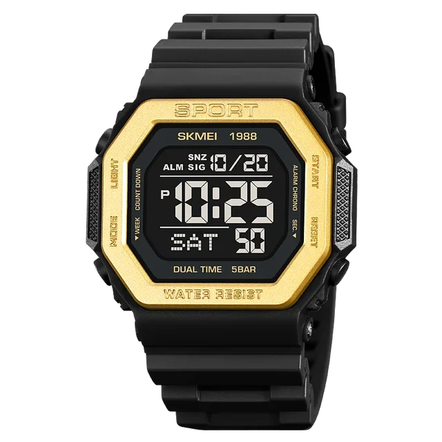 Built for the Grind — SKMEI 1988 Inverse Digital Display  Sports Watch, Multi Time Zone, LED Backlight