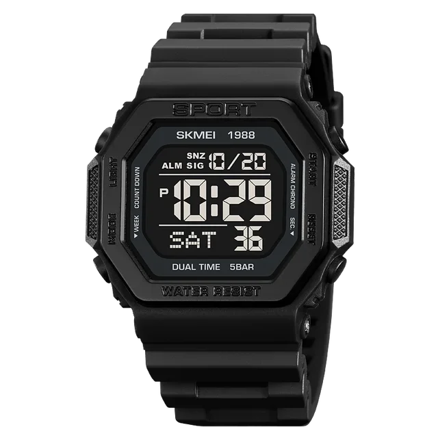 Built for the Grind — SKMEI 1988 Inverse Digital Display  Sports Watch, Multi Time Zone, LED Backlight