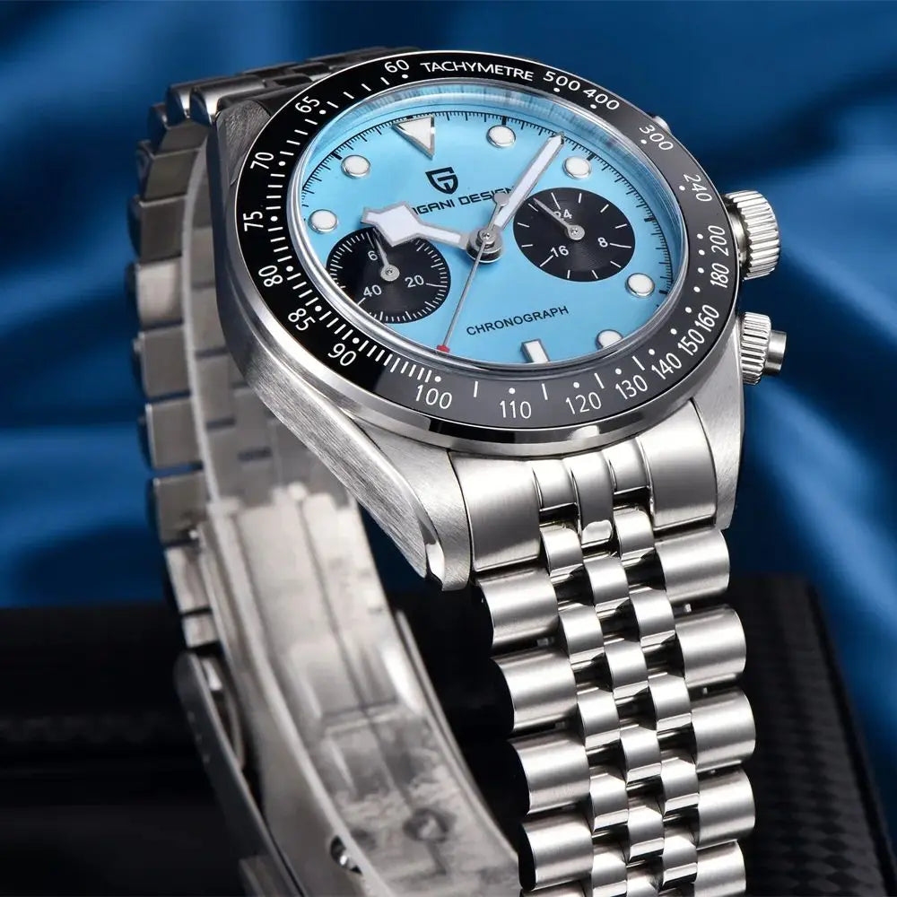 Pagani Design PD-1813 — Panda Dial Chronograph Watch, Jubilee Bracelet, 100M [Premium Colours Dials]