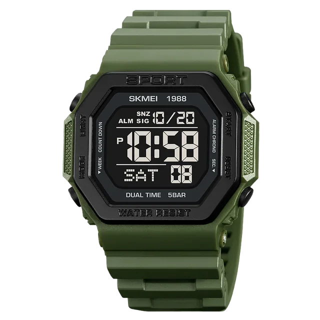 Built for the Grind — SKMEI 1988 Inverse Digital Display  Sports Watch, Multi Time Zone, LED Backlight