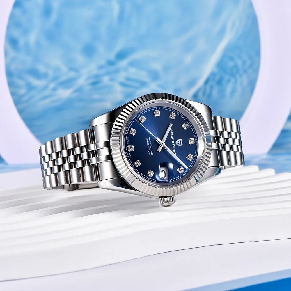 Pagani Design PD-1645 — Fluted Bezel Automatic Watch, Jubilee Bracelet, 100M Water Resistant [Multiple Colour / Dial Options]