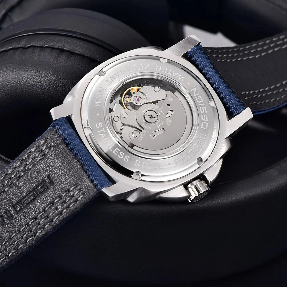 PAGANI DESIGN PD1736 Men's Automatic Open-Heart Dive Watch, TMI NH39, Sapphire, 200m Water Resistant