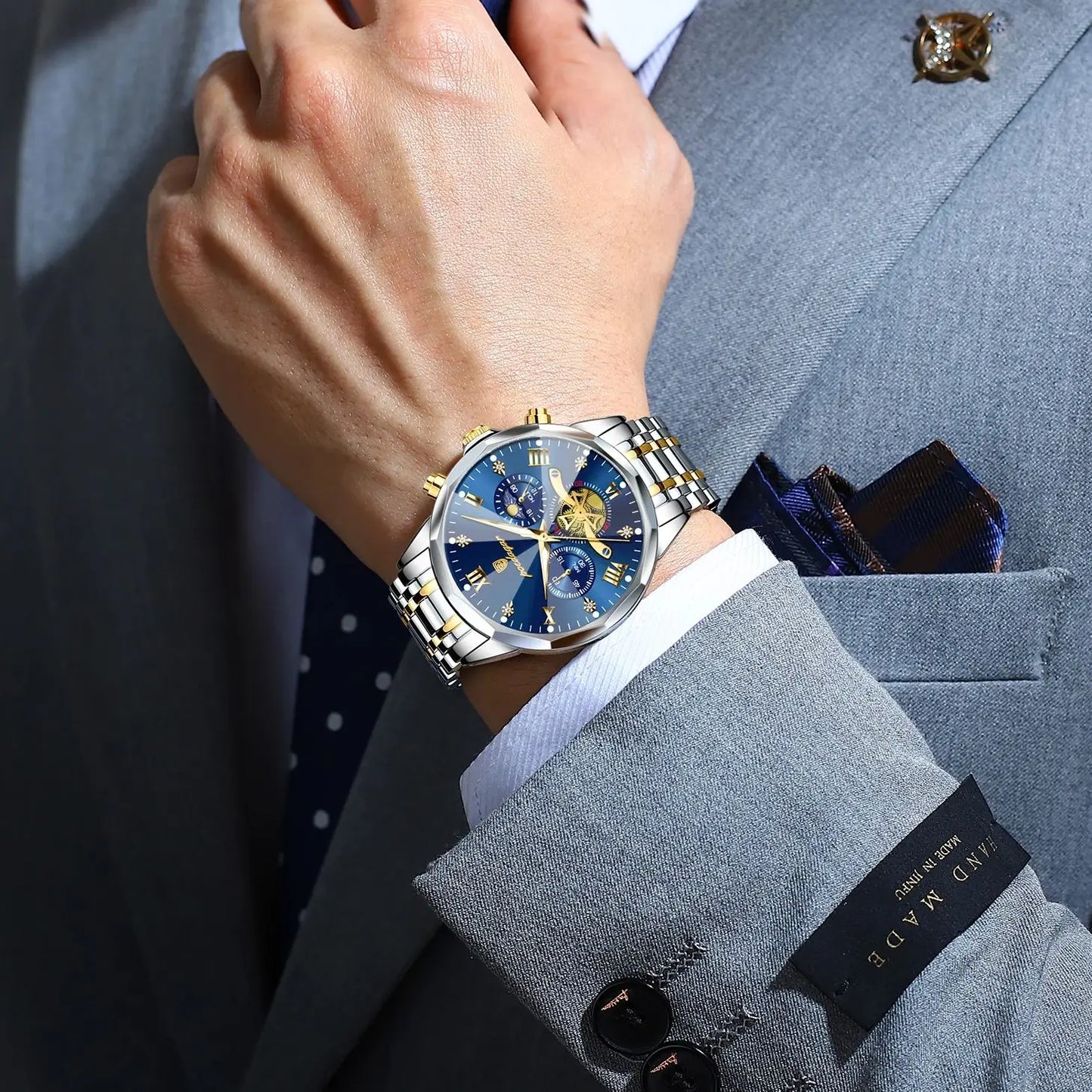 Mega Value But Stunning Chronograph — POEDAGAR Quartz, Spinning Rotor Seconds Hand, Stainless Steel [Multiple Colour Options]