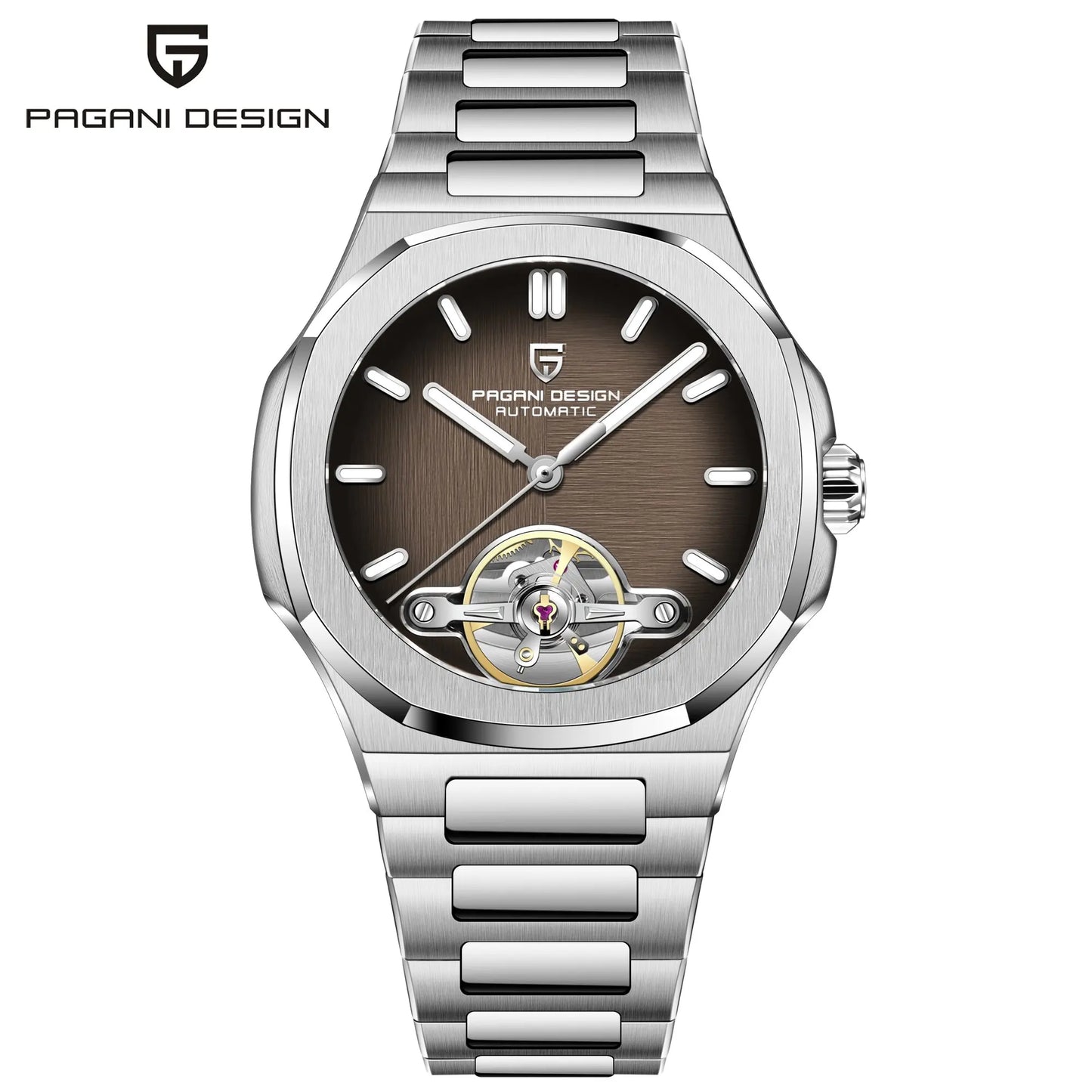 Pagani Design PD-YS025 — Stunning Open Heart Automatic Watch, Bold Round Case, Tourbillon-Style Display, Sapphire