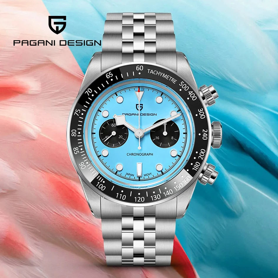 Pagani Design PD-1813 — Panda Dial Chronograph Watch, Jubilee Bracelet, 100M [Premium Colours Dials]