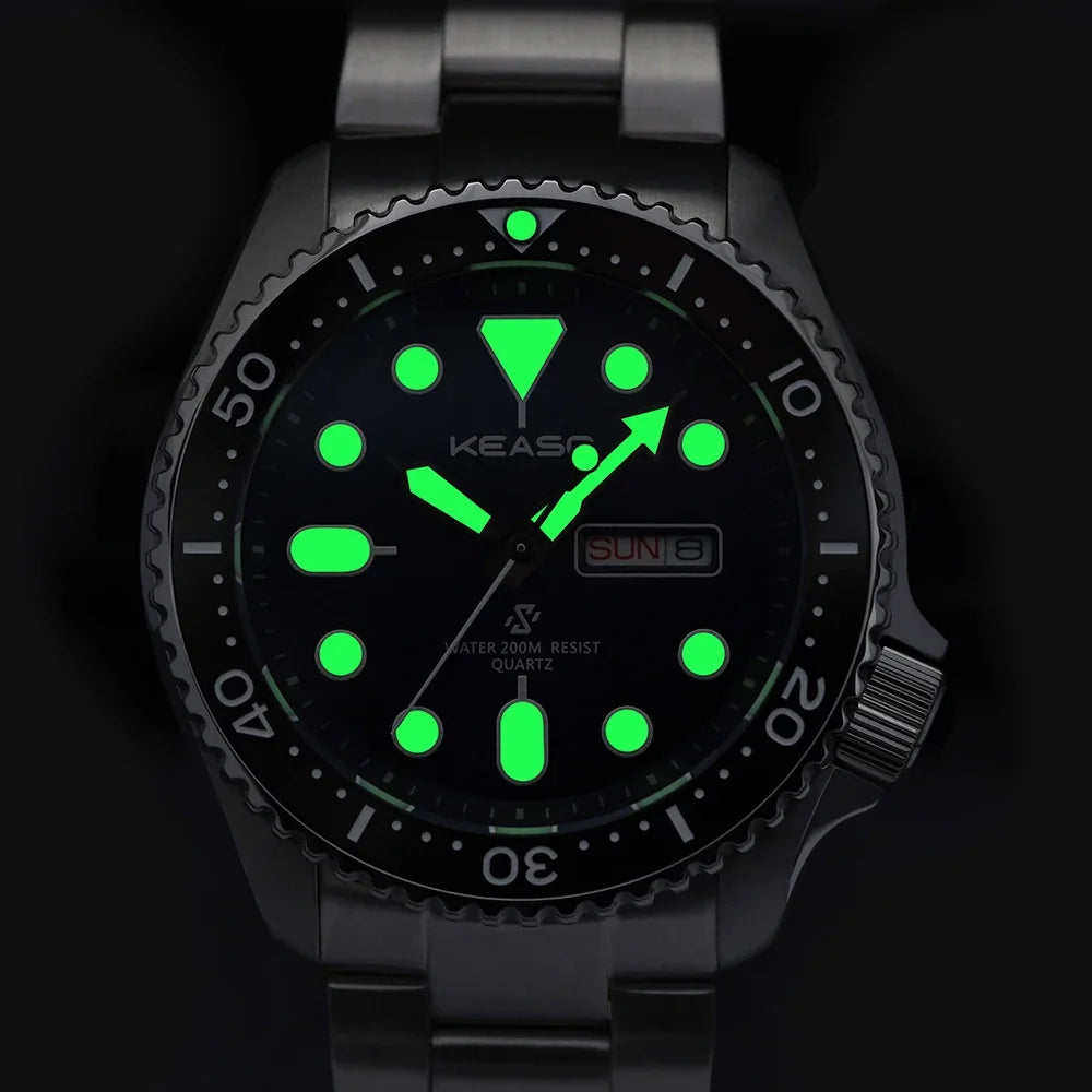 Beautiful KEASO Tribute Dive Watch with high specs — 200M, Sapphire, MIYOTA 2035 Quartz, Bright Bold Dial Options