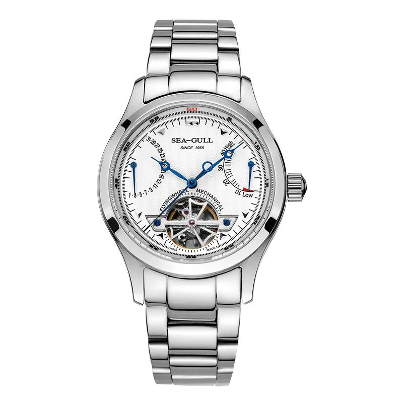 Sea-Gull Flywheel M160S automatic skeleton watch with stainless steel bracelet