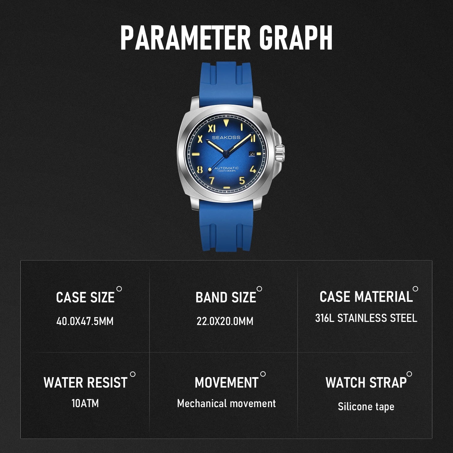 Genuine Seagull Automatic — SEAKOSS ST1612 Diver Watch, Sapphire, 100M [Colour Options]