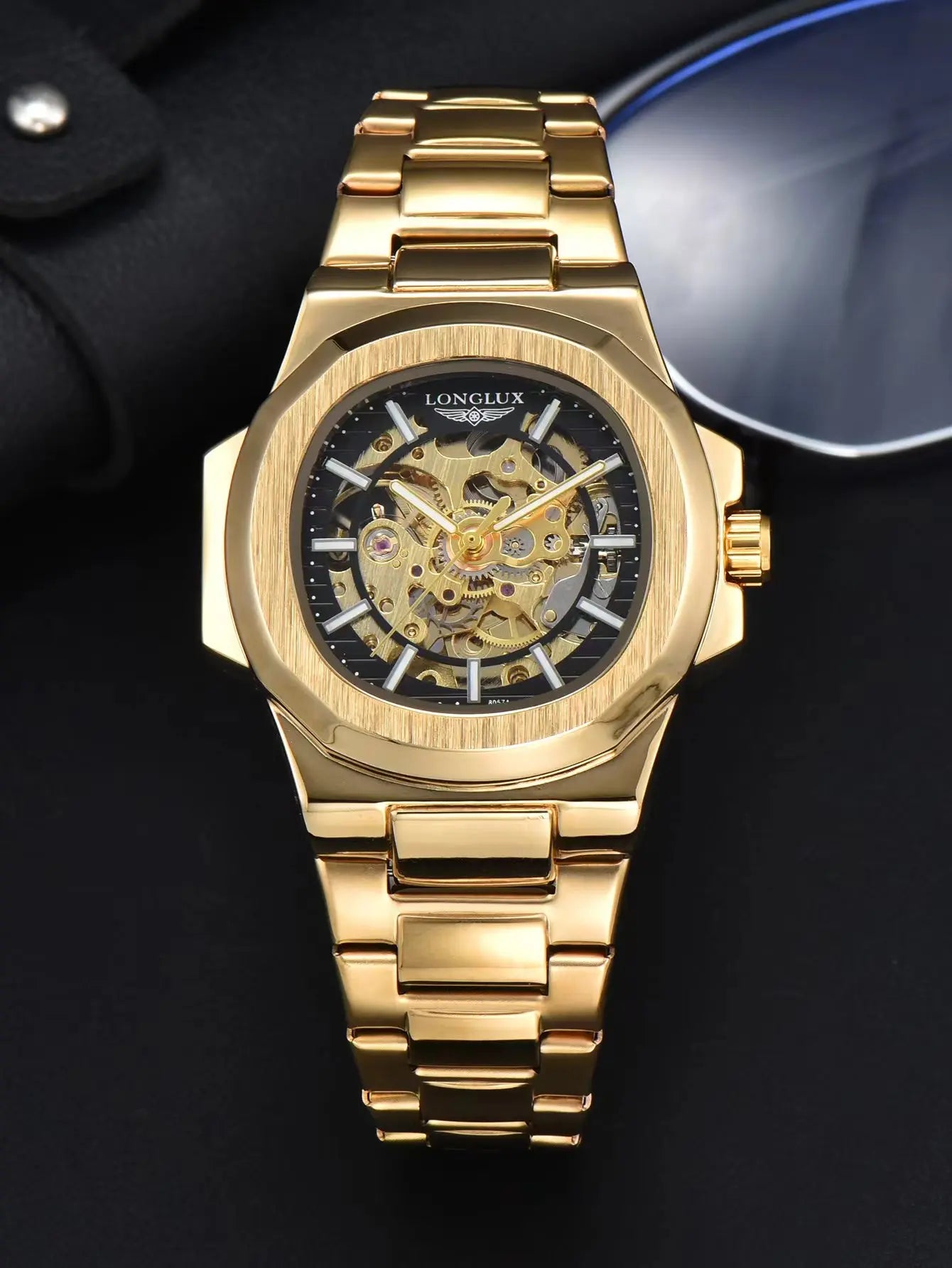 Impossible to Ignore — LONGLUX Skeleton Automatic Watch, Irregular Case, Stainless Steel