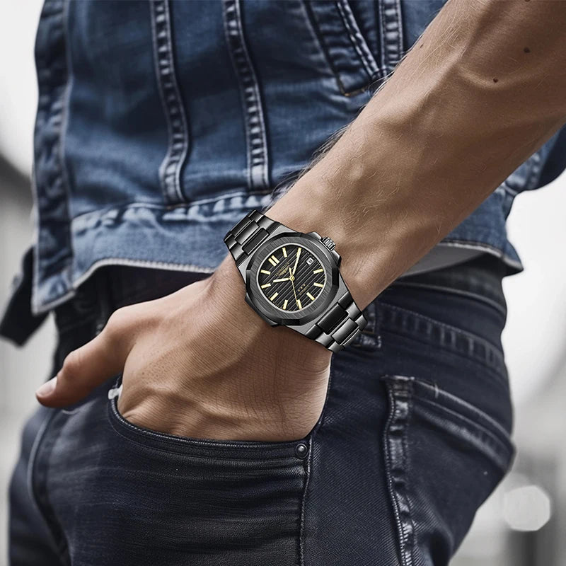 Yacht Board Dial Automatic Watch — Distinctive Case, Date Function [Multiple Colour Options]