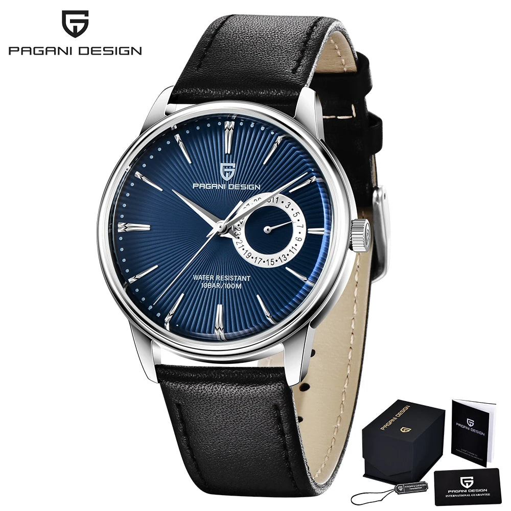 PAGANI DESIGN PD-1654 Field Watch — Small Seconds Dial, Sapphire Crystal, Genuine Leather
