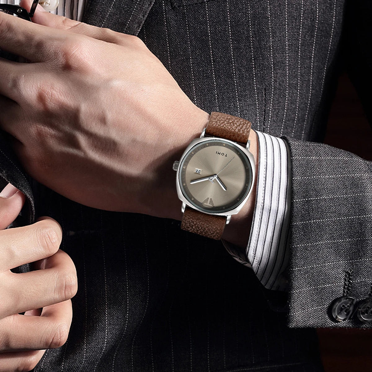 TOMI Classic Fashion Watch — Minimalist Numberless Dial, Genuine Leather [Multiple Strap & Colour Choices]