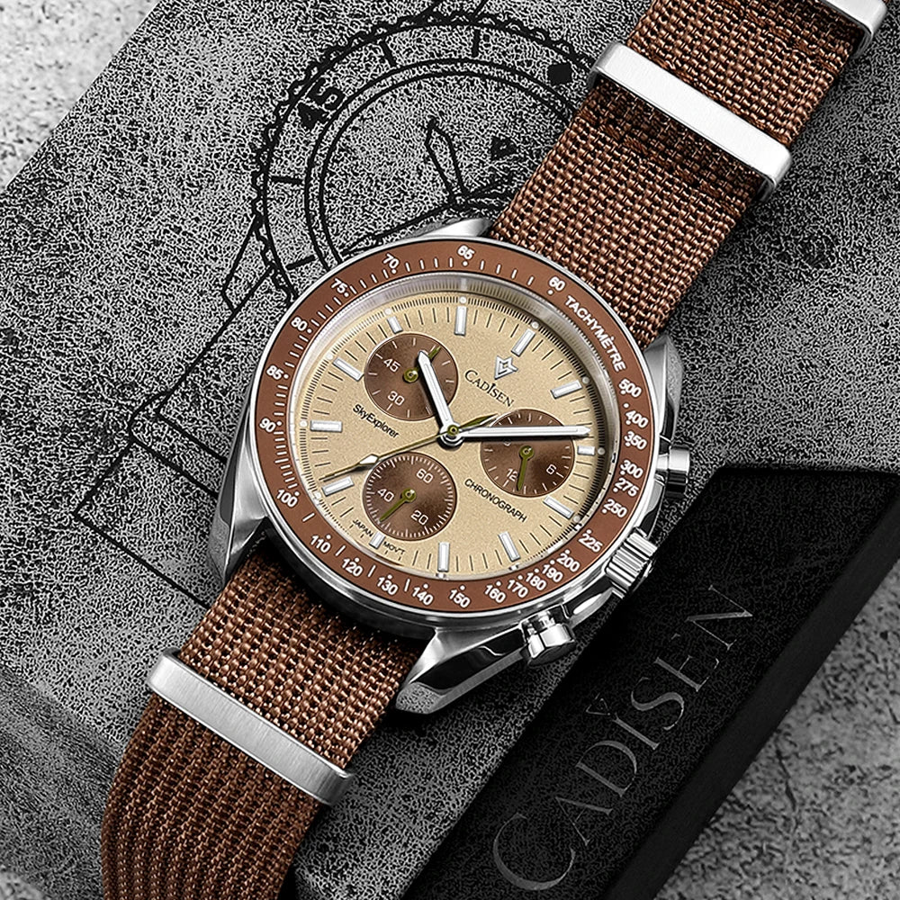 CADISEN C7064 — Genuine VK68 Chronograph, Sapphire Crystal, Canvas Strap — Serious Specs, Honest Price [Colour Options]