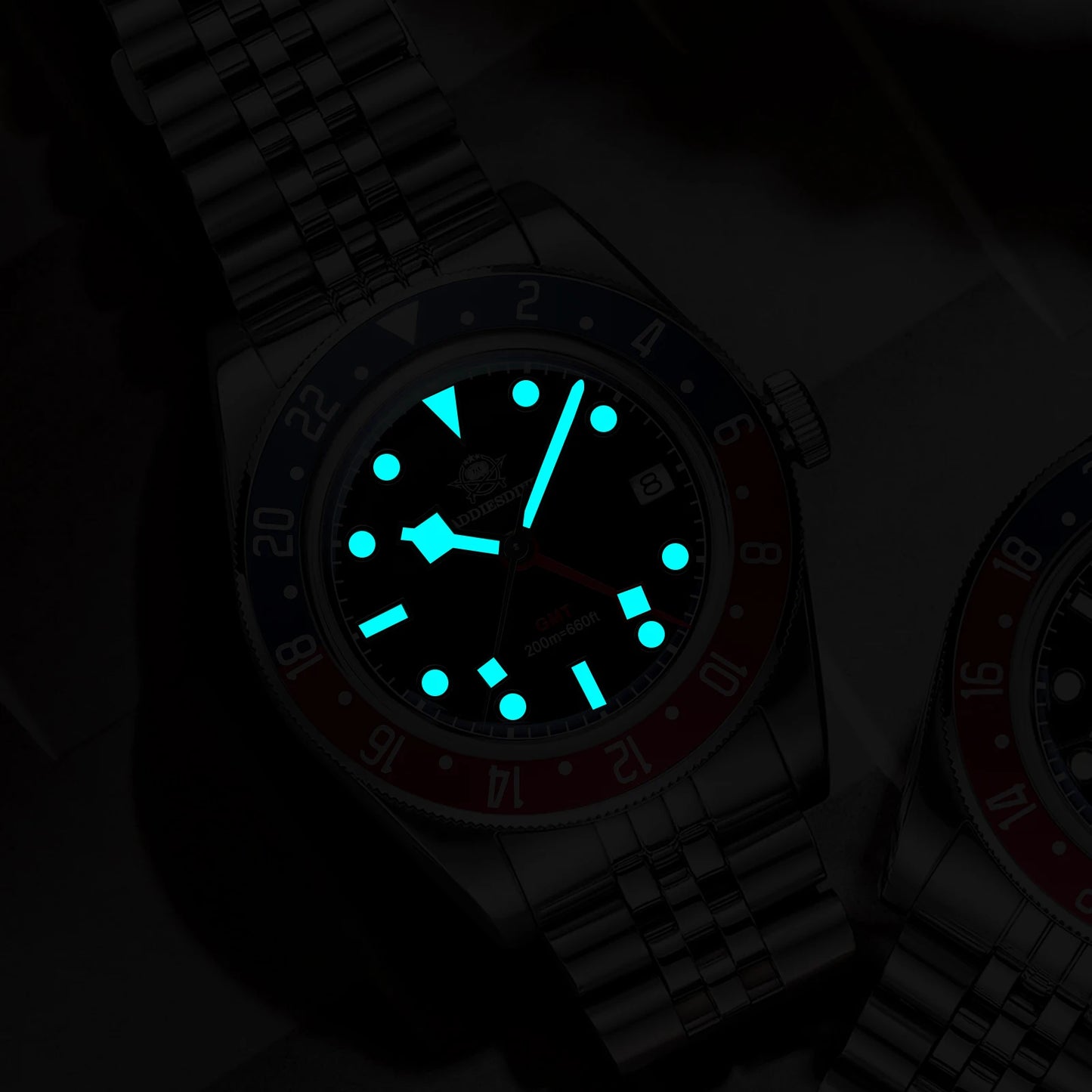 Real GMT, Real Depth — Stunning Looking ADDIESDIVE 200m Diver Watch, Screw-Down Crown [Strap and Dial Options]