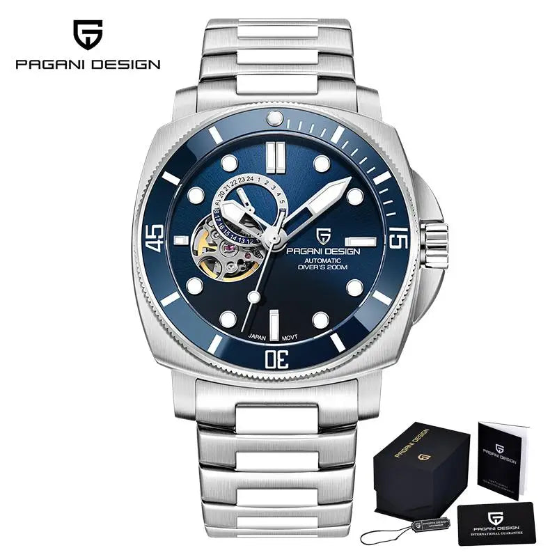 PAGANI DESIGN PD1736 Men's Automatic Open-Heart Dive Watch, TMI NH39, Sapphire, 200m Water Resistant