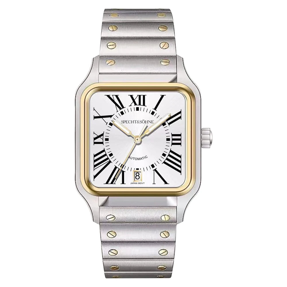Elegance Redefined — SPECHT&SOHNE SP0011 Rectangular Automatic Fashion Watch, Sapphire Crystal, Stainless Steel [Colour Options]