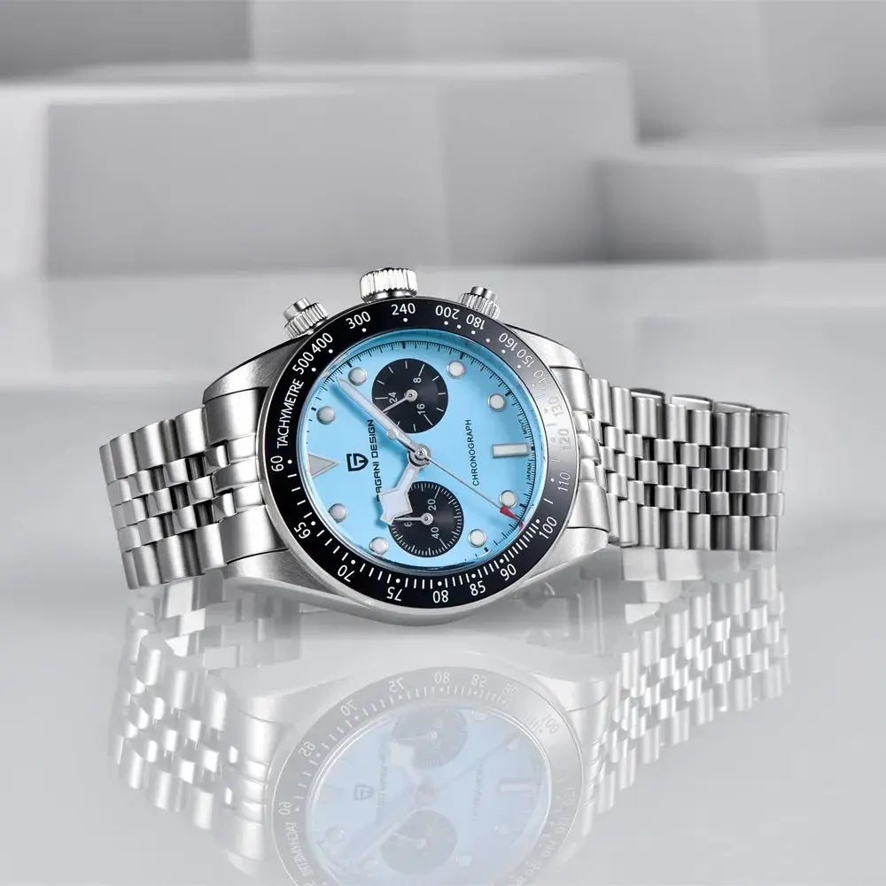 Pagani Design PD-1813 — Panda Dial Chronograph Watch, Jubilee Bracelet, 100M [Premium Colours Dials]