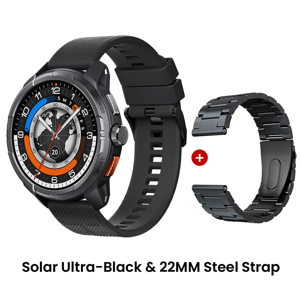 Solar Ultra GPS Smartwatch - 1.6" AMOLED Display, 22-Day Battery, 170 Sport Modes [Multiple Colour Options]