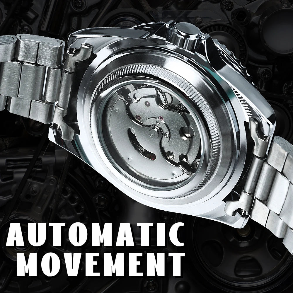 Classic Sub-Style Case — WINNER Automatic Watch, Rotatable Bezel (Colour Options)