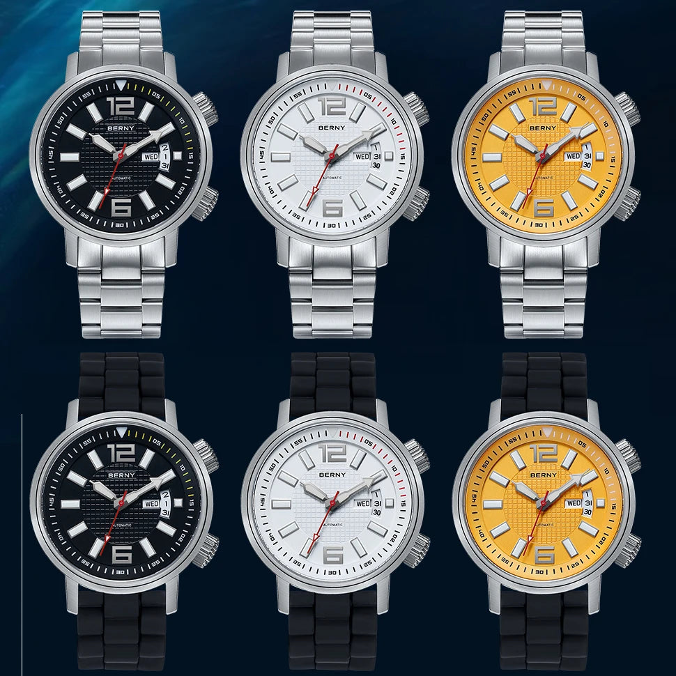 Serious Diver, Serious Value — BERNY 200m Automatic Watch [Colour & Strap Options]