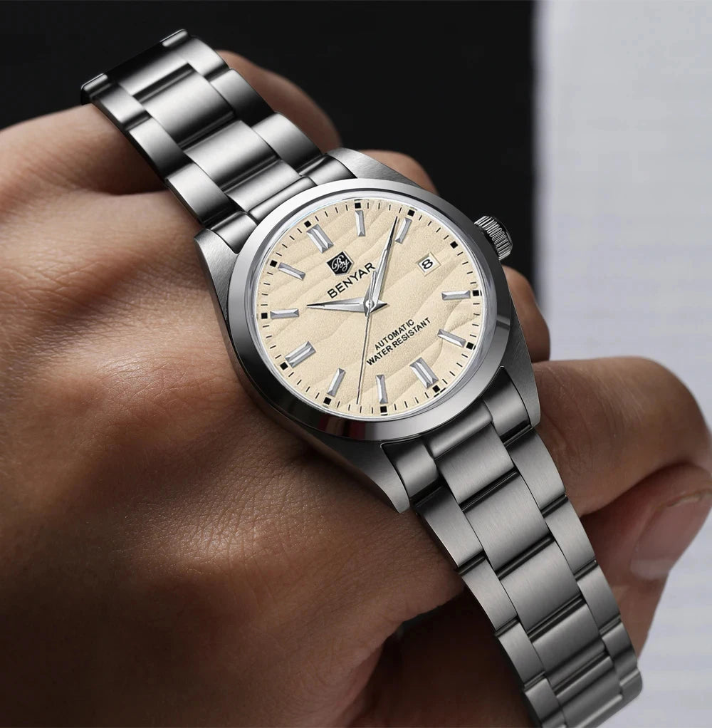 BENYAR Sand Dial BY-5208 — Automatic Watch, Day-Date Arc Window Display [Colour Options]