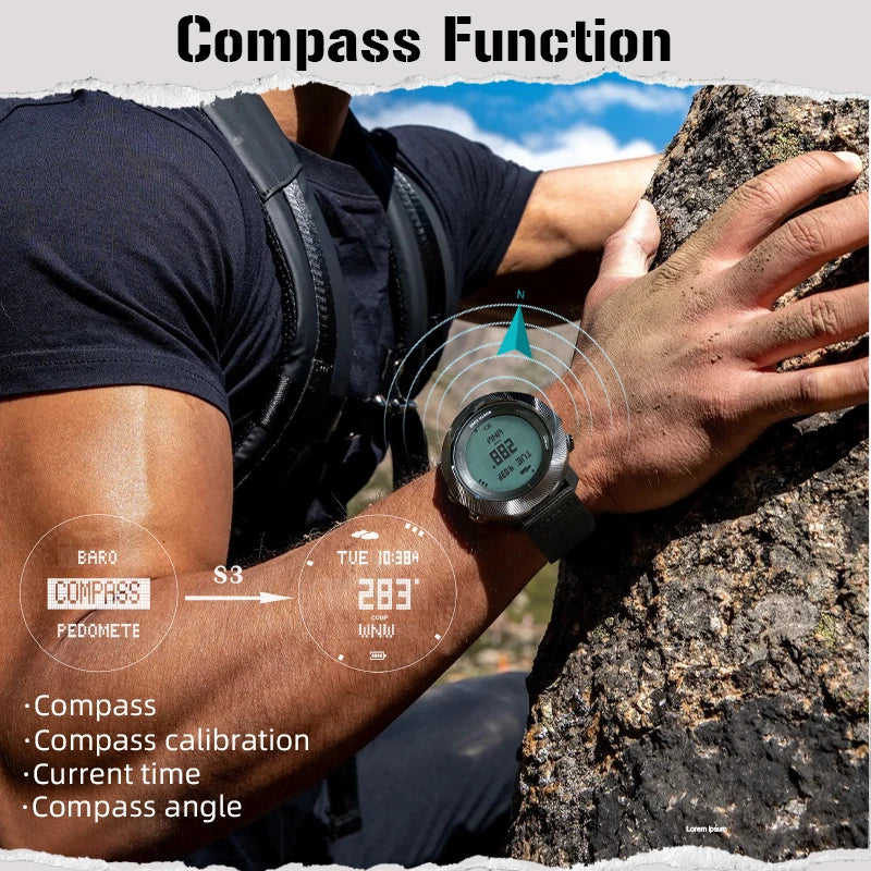 Mens NORTH EDGE APACHE-D Freedive Watch — Compass, Altimeter & Barometer, Built for Life [Colour Options]