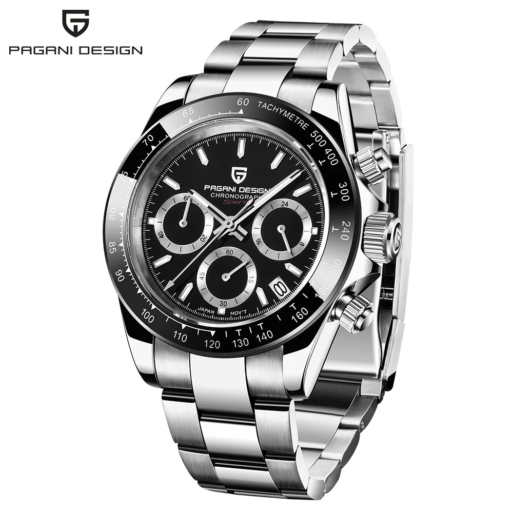Pagani Design PD-1644 — Racing Chronograph Watch, Ceramic Bezel, 100M Water Resistant [Strap & Colour Options]
