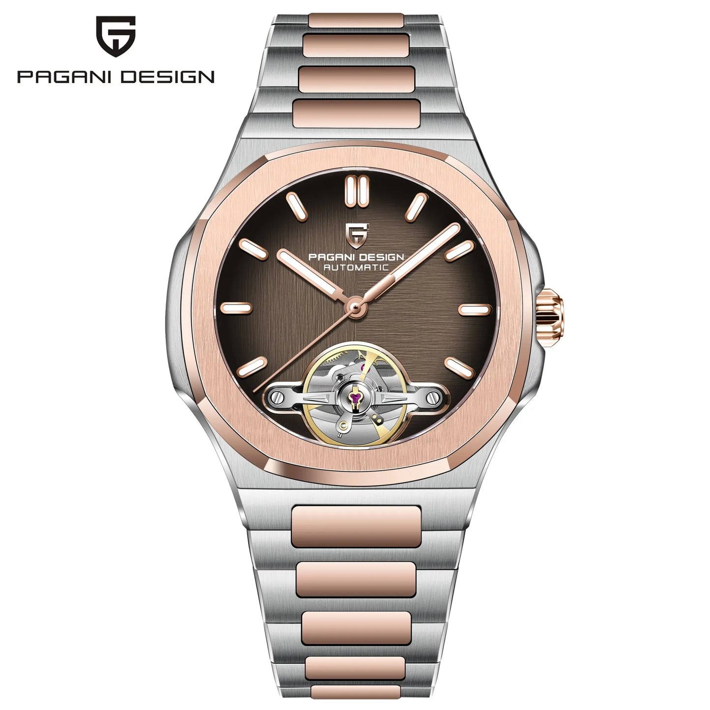 Pagani Design PD-YS025 — Stunning Open Heart Automatic Watch, Bold Round Case, Tourbillon-Style Display, Sapphire