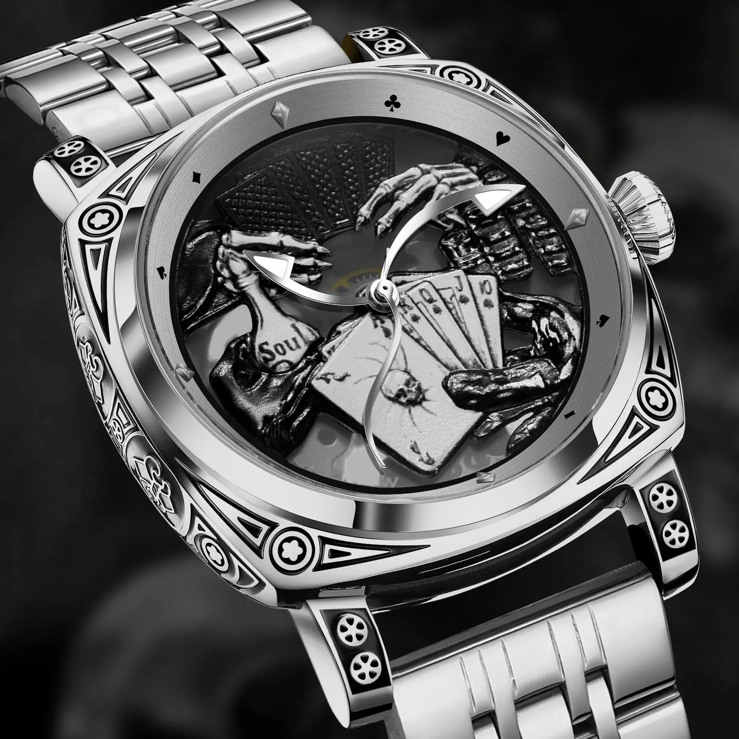 Stand Out Poker Dial Statement — GLENAW Automatic Mechanical Watch, Stainless Steel Case, Card Suit Dial [Strap & Colour Options]