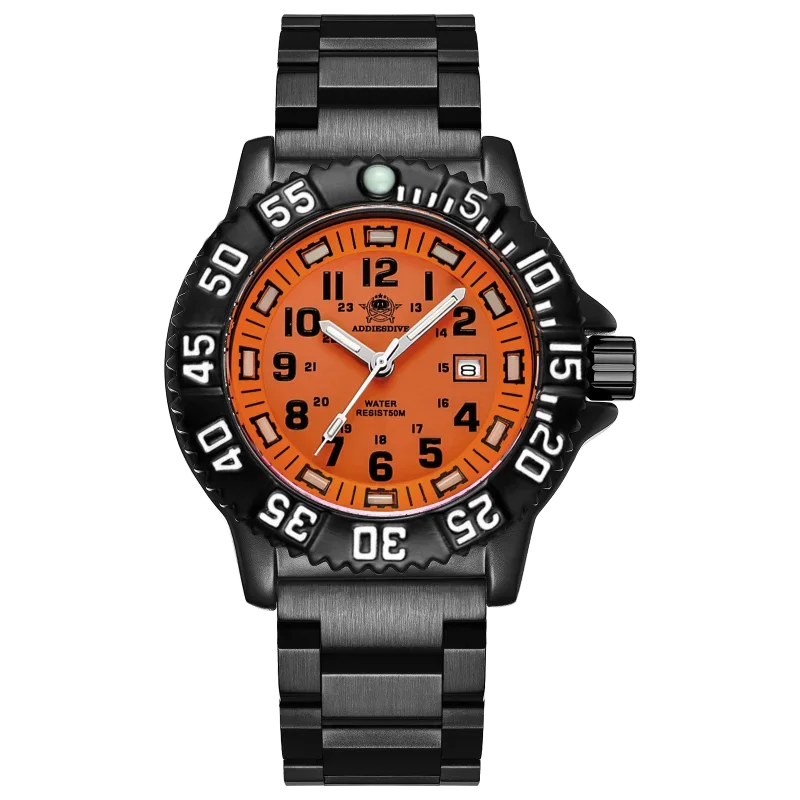 Tough as They Come — ADDIESDIVE MY-050S Military Sport Watch, Tube Luminous Markers, 50M Water Resistant