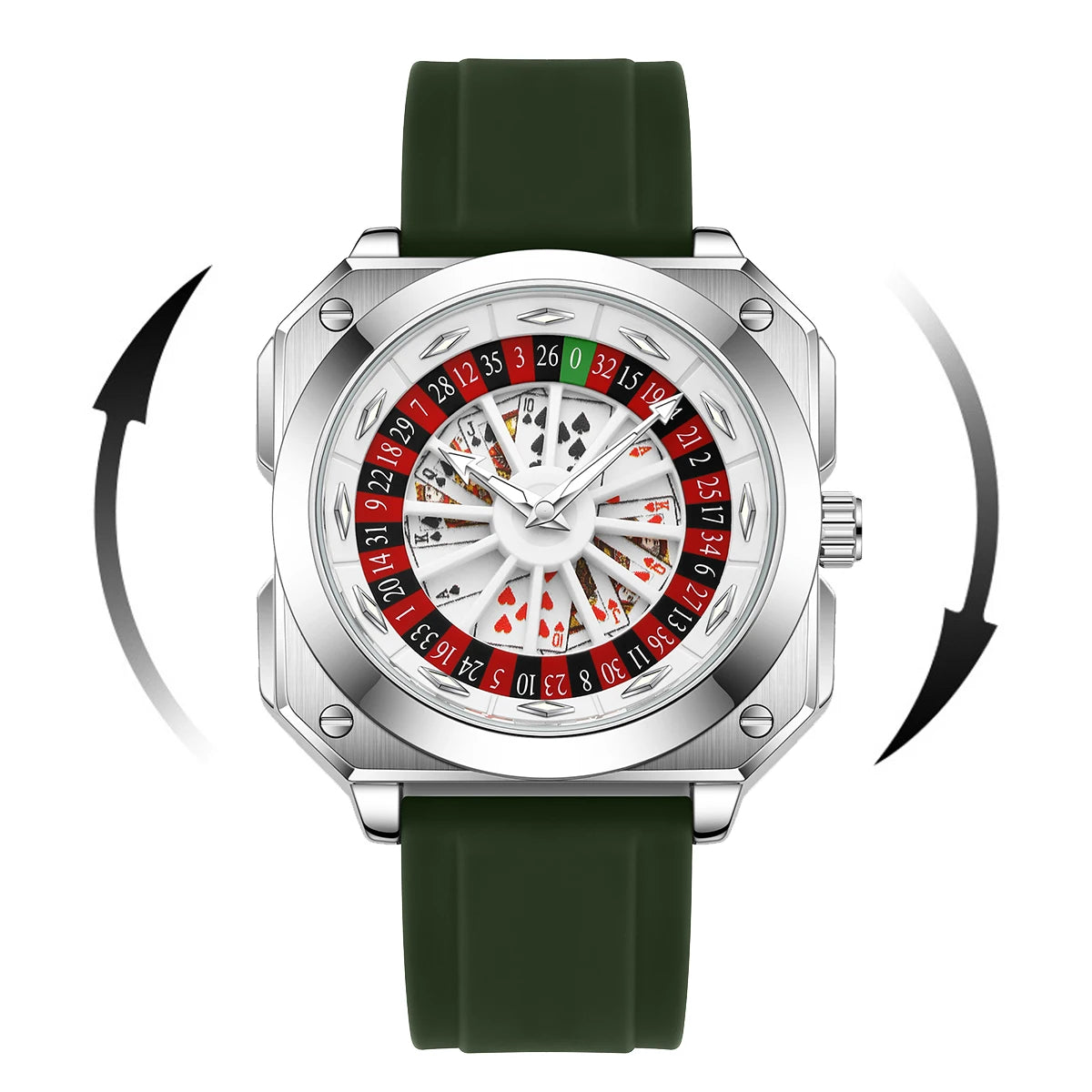 DSERS Feeling Lucky? — Roulette Dial Sports Quartz Watch, Square Case [Multiple Colour Options]
