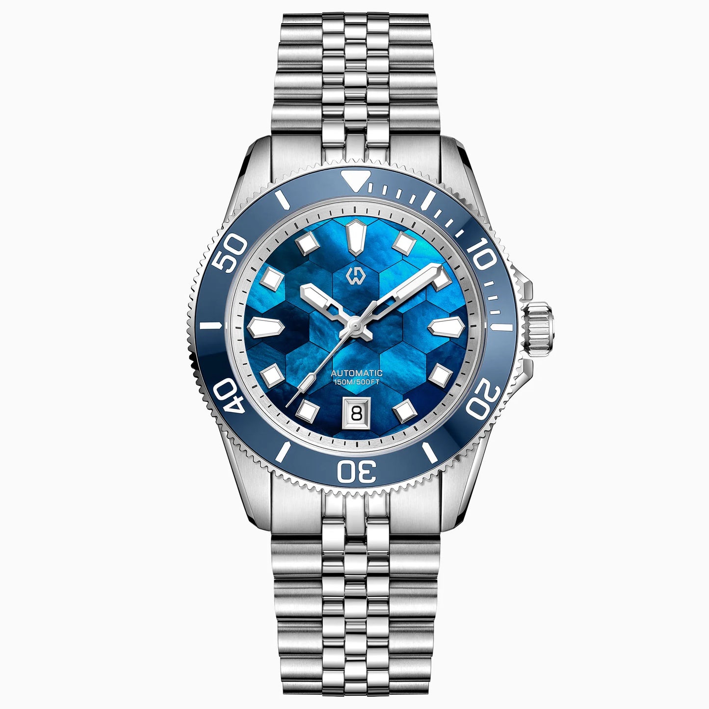Ocean's Elegance — WISHDOIT MEns Automatic Watch, Stunning Mother of Pearl Dial, Ceramic Bezel [Colour Options]