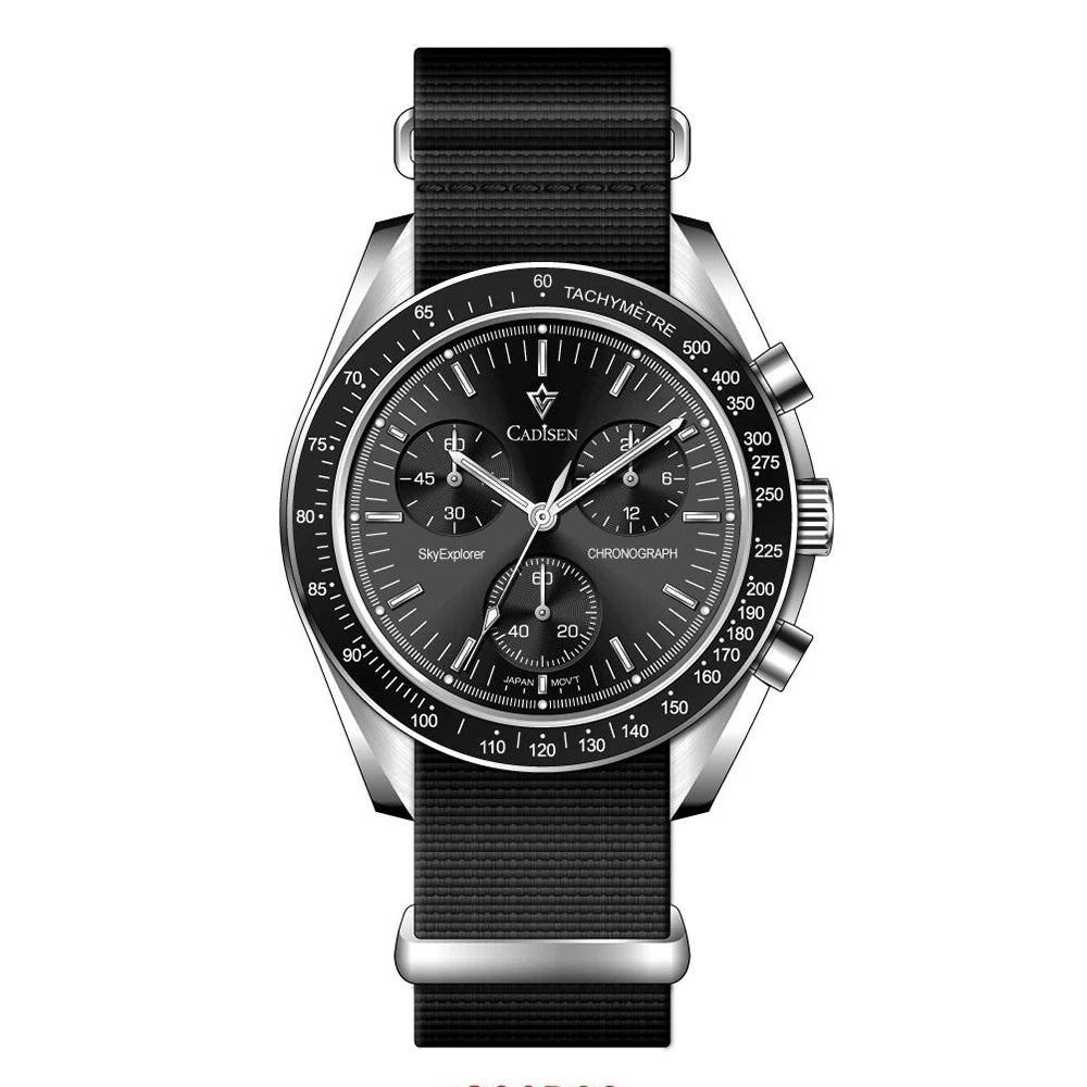 CADISEN C7064 — Genuine VK68 Chronograph, Sapphire Crystal, Canvas Strap — Serious Specs, Honest Price [Colour Options]