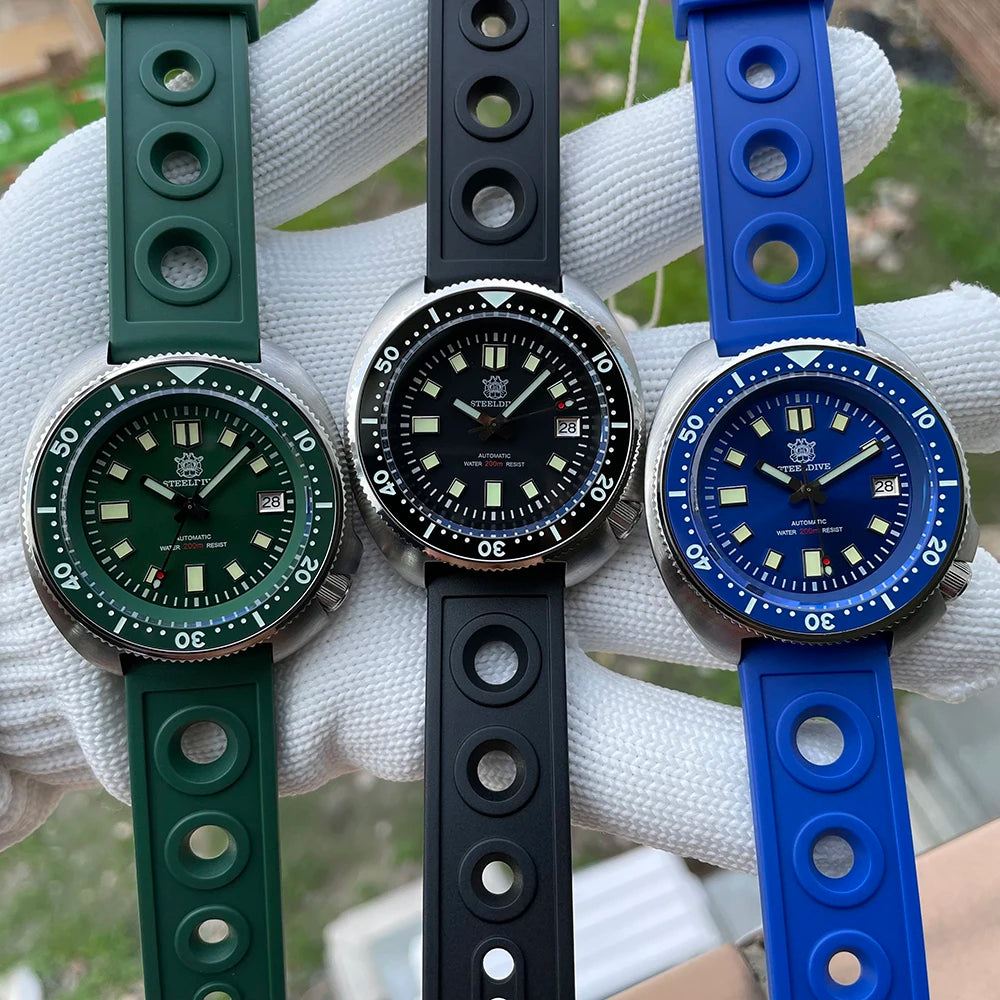 Steeldive SD1970 — Automatic Diver Watch, "6105 Turtle" Homage [Multiple Strap & Colour Options]