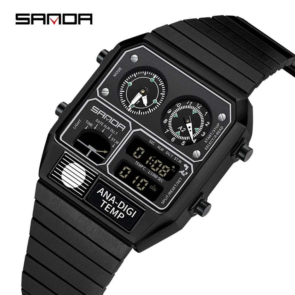 Command Console on Your Wrist — SANDA 3192 Retro Digital-Analog Sport Watch [Colour Options]