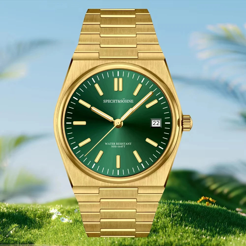 Iconic Looks Specht&Sohne Integrated-Bracelet Sport Watch — Sapphire Crystal, 100M Waterproof [Gold & Silver Strap Options]