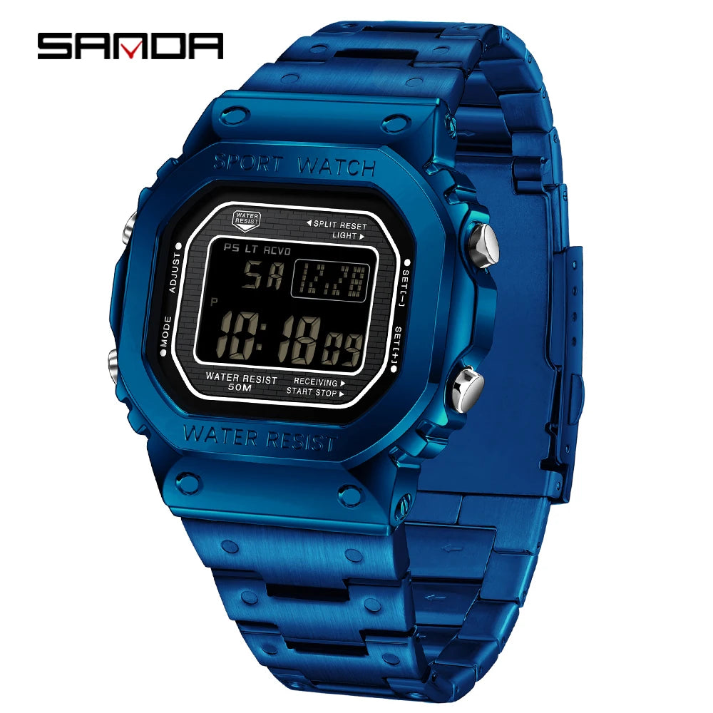 SANDA 2162 — Sports LED Digital Watch, Countdown, Alarm, Stopwatch, Night Light, 50M Water Resistant [Colour Options]
