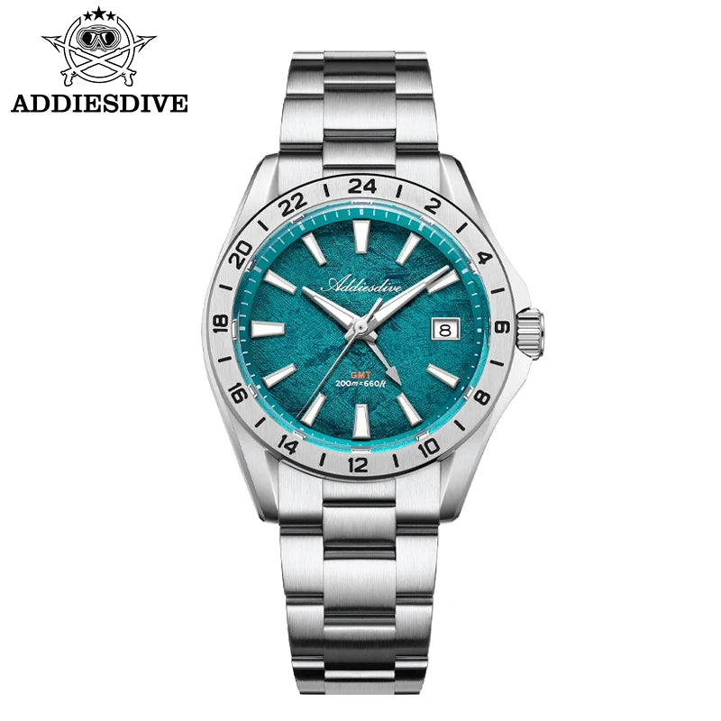 Stand Out Bold Presence — ADDIESDIVE Swiss Ronda GMT, Sapphire Crystal, 200M Dive-Rated