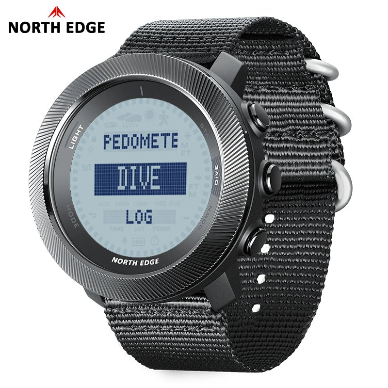 Mens NORTH EDGE APACHE-D Freedive Watch — Compass, Altimeter & Barometer, Built for Life [Colour Options]