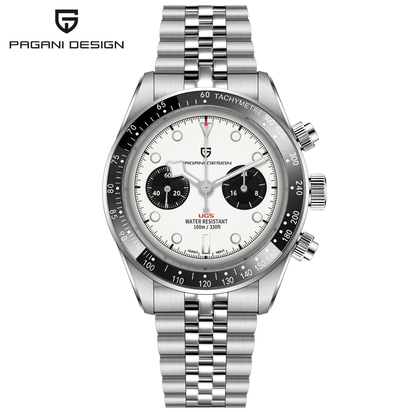 Pagani Design PD-1813 — Panda Dial Chronograph Watch, Jubilee Bracelet, 100M [Premium Colours Dials]