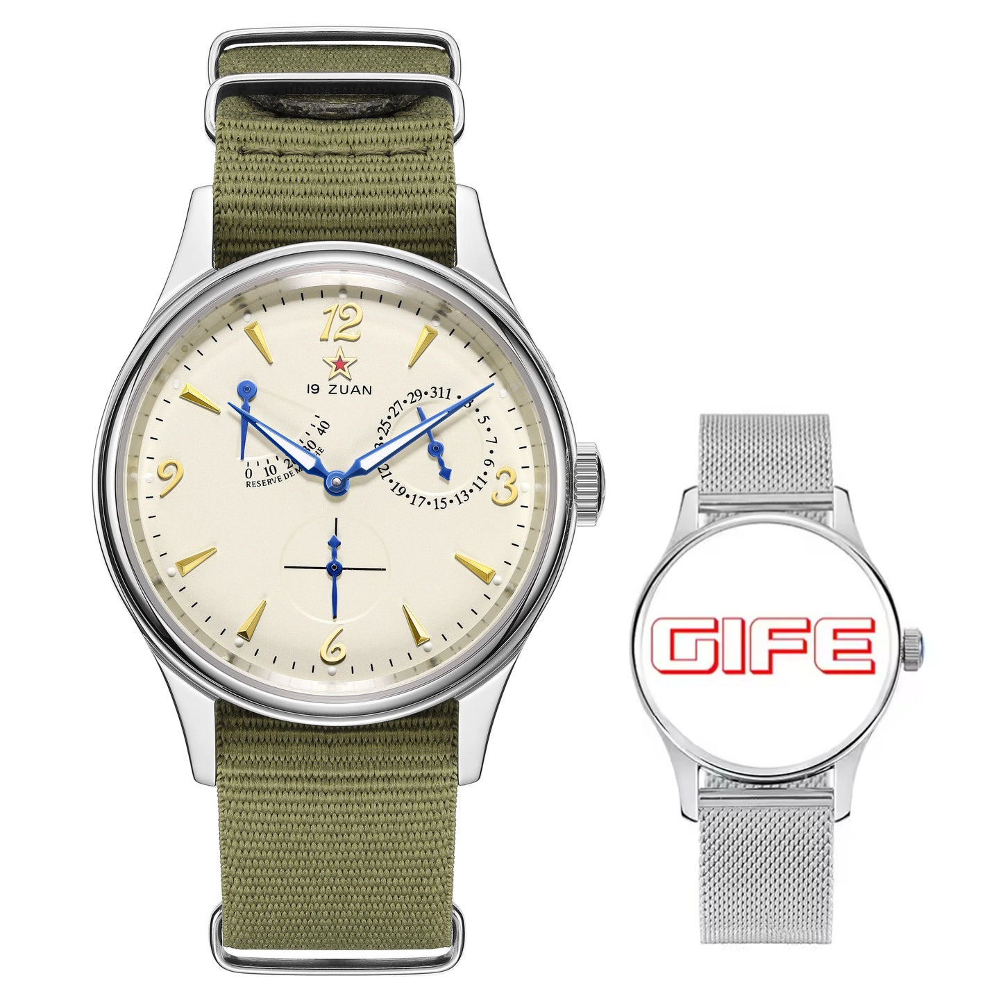 1963 Pilot Watch — Genuine Seagull Automatic Movement, Power Reserve Indicator