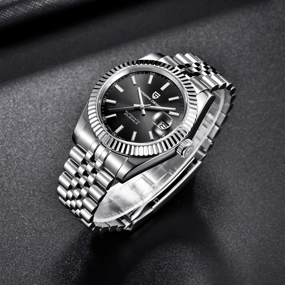 Pagani Design PD-1645 — Fluted Bezel Automatic Watch, Jubilee Bracelet, 100M Water Resistant [Multiple Colour / Dial Options]
