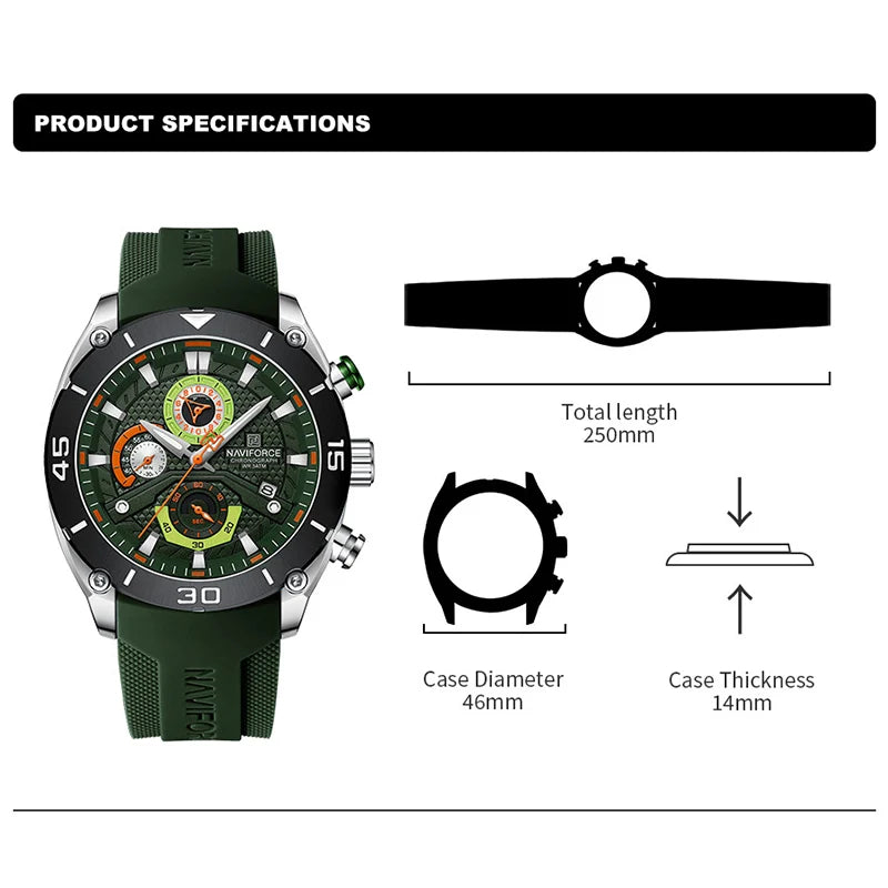 Mens NAVIFORCE Chronograph Watch — Bold Military Looks combined with everday style, Built to Perform