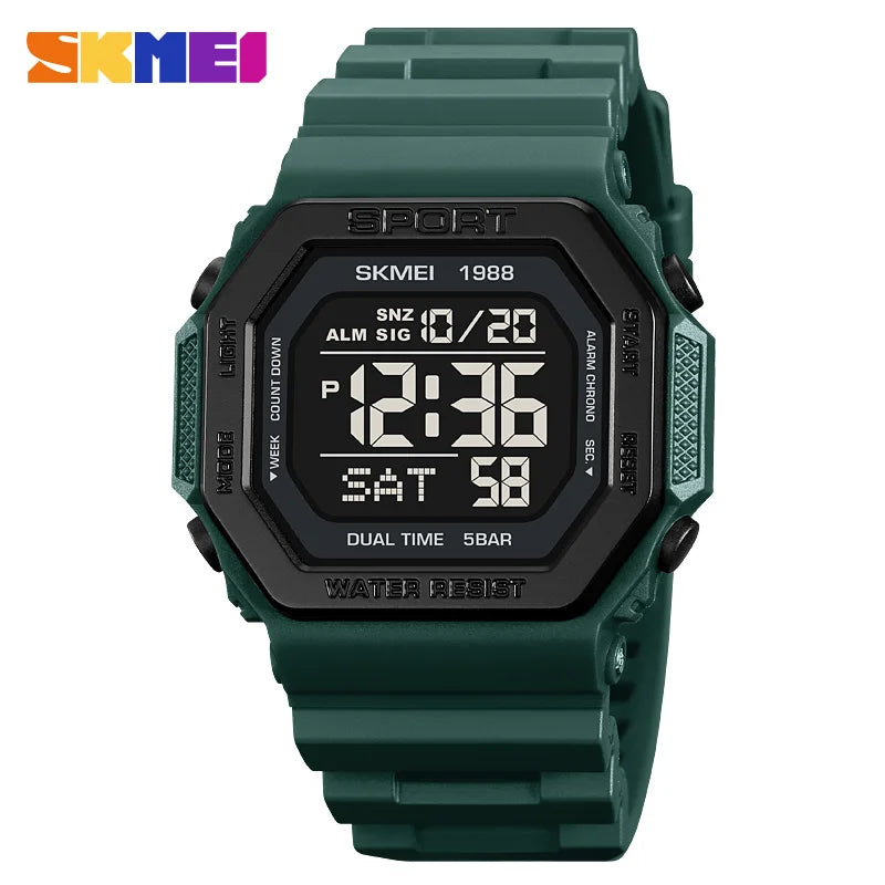 Built for the Grind — SKMEI 1988 Inverse Digital Display  Sports Watch, Multi Time Zone, LED Backlight